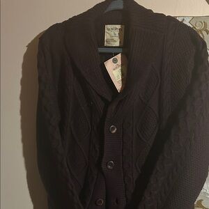 Rocawear Men's Dark Purple Cable-Knit Cardigan